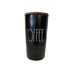 rae dunn coffee canister with wood lid - black