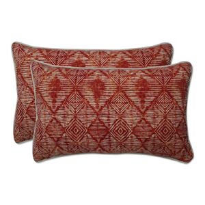 pillow perfect outdoor | indoor nesco sunset rectangular throw pillow (set of 2), 11.5 x 18.5 x 5, red