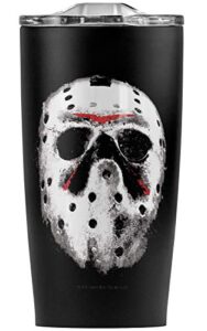 logovision friday the 13th jason mask stainless steel tumbler 20 oz coffee travel mug/cup, vacuum insulated & double wall with leakproof sliding lid | great for hot drinks and cold beverages
