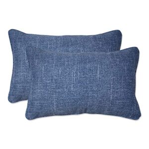pillow perfect tory solid indoor/outdoor lumbar pillow plush fill, weather and fade resistant, lumbar - 11.5" x 18.5",, blue, 2 count