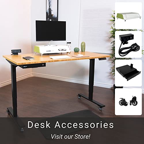 Standing Desk with Bamboo top. Adjustable Height Desk 60"x30". Dual Motor Stand up Motorized Computer desks for Home Office