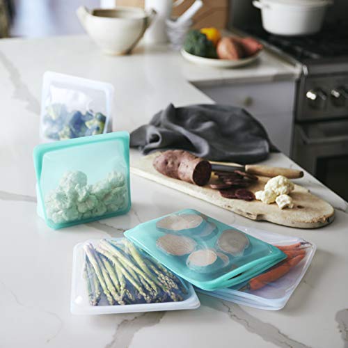 Stasher Platinum Silicone Food Grade Reusable Storage Bag, Clear (Bundle 4-Pack Large + Bag to Give) | Reduce Single-Use Plastic | Cook, Store, Sous Vide, or Freeze | Leakproof, Dishwasher-Safe, Eco-friendly