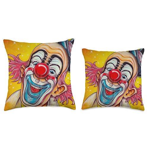 Funny Clown Face Gifts for Clown Lovers Happy Clown Circus Big Red Nose Throw Pillow, 16x16, Multicolor