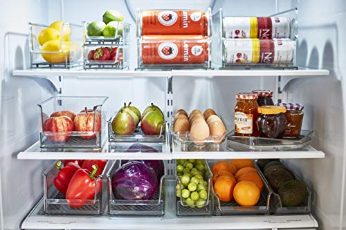 Spectrum Diversified Hexa in-Fridge Large Refrigerator Bin for Storage and Organization of Fruit Vegetables Produce and More, 15 x 3.75 x 4.25, Clear/Dark Gray