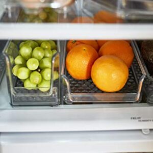 Spectrum Diversified Hexa in-Fridge Large Refrigerator Bin for Storage and Organization of Fruit Vegetables Produce and More, 15 x 3.75 x 4.25, Clear/Dark Gray