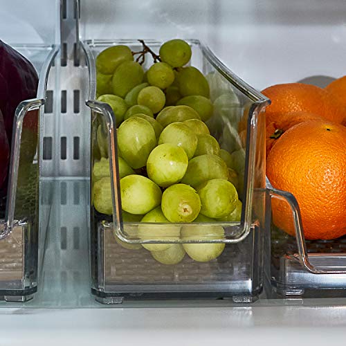 Spectrum Diversified Hexa in-Fridge Large Refrigerator Bin for Storage and Organization of Fruit Vegetables Produce and More, 15 x 3.75 x 4.25, Clear/Dark Gray