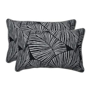 pillow perfect outdoor/indoor talia noir lumbar pillows, 11.5" x 18.5", black 2 count