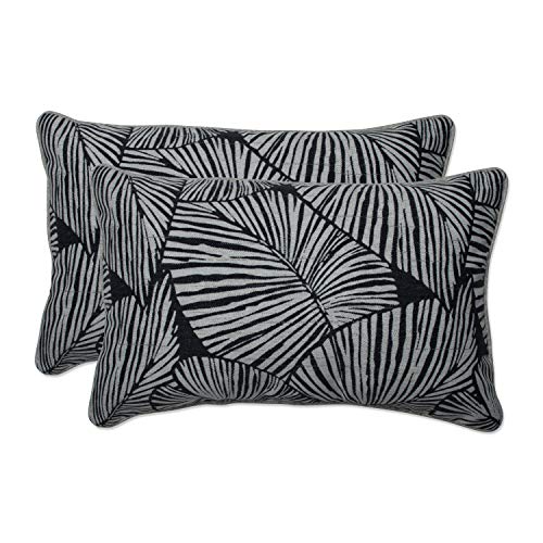 Pillow Perfect Outdoor/Indoor Talia Noir Lumbar Pillows, 11.5" x 18.5", Black 2 Count