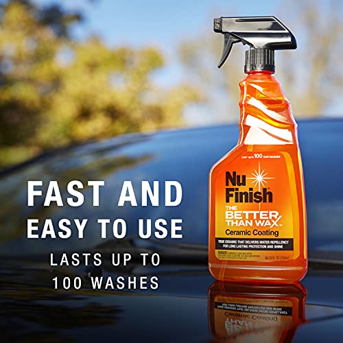 Nu Finish Better Than Wax Ceramic Coating + Microfiber Towel, Ceramic Car Coating with Microfiber Cleaning Cloth, 24 Fl Oz