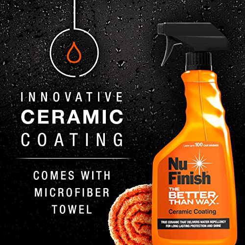 Nu Finish Better Than Wax Ceramic Coating + Microfiber Towel, Ceramic Car Coating with Microfiber Cleaning Cloth, 24 Fl Oz