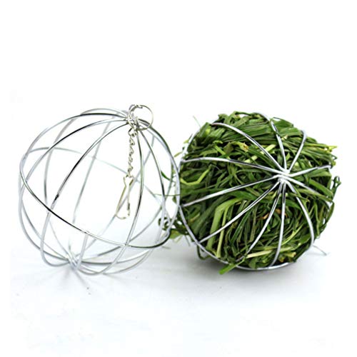 ULTECHNOVO Pet Feed Dispenser Ball Rabbit Grass Ball Animal Hanging Ball Toy Feed Dispenser Sphere Treat Toy Ball-Shaped Straw Frame for Hamster Rat Rabbit Guinea Pig 2pcs