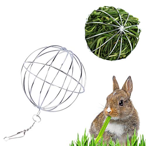 ULTECHNOVO Pet Feed Dispenser Ball Rabbit Grass Ball Animal Hanging Ball Toy Feed Dispenser Sphere Treat Toy Ball-Shaped Straw Frame for Hamster Rat Rabbit Guinea Pig 2pcs