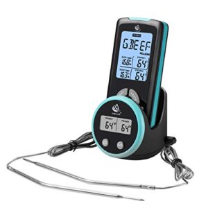 aimilar wireless meat thermometer with dual probes | remote range up to 328ft | preset meats & doneness levels | backlit display & magnet | oven safe with a timer | 716°f probe and wire