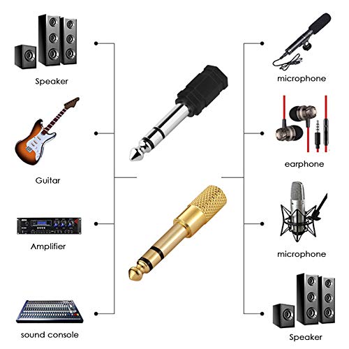 DaKuan Pack of 6, 6.35/6.5 mm to 3.5 mm Headphones Adapters, Stereo Audio Adapter 1/4 inch Male -1/8 inch Female Headphone Jack