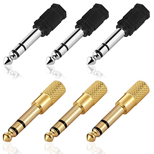 DaKuan Pack of 6, 6.35/6.5 mm to 3.5 mm Headphones Adapters, Stereo Audio Adapter 1/4 inch Male -1/8 inch Female Headphone Jack