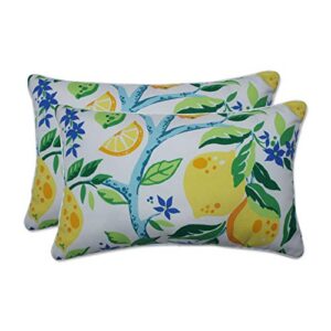 pillow perfect outdoor/indoor lemon tree lumbar pillows, 2 count (pack of 1), yellow