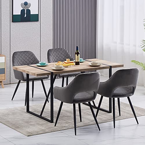 KEIVVAKN Velvet Dining Chairs Set of 4 Grey Dining Chairs Modern Comfortable Dining Room Chairs Set of 4