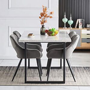 KEIVVAKN Velvet Dining Chairs Set of 4 Grey Dining Chairs Modern Comfortable Dining Room Chairs Set of 4