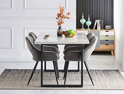 KEIVVAKN Velvet Dining Chairs Set of 4 Grey Dining Chairs Modern Comfortable Dining Room Chairs Set of 4