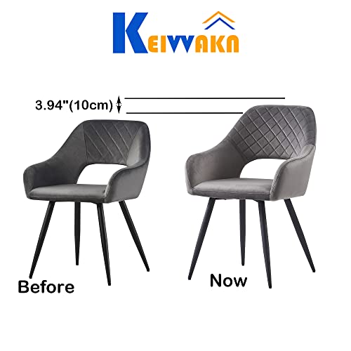 KEIVVAKN Velvet Dining Chairs Set of 4 Grey Dining Chairs Modern Comfortable Dining Room Chairs Set of 4