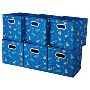 6 cube storage bins blue 10.5x10.5x11 inch foldable dinosaur coastal print fabric half storage basketes for home organizers storage drawer,qy-sc13-6