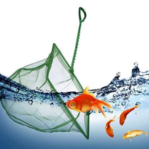 Laojbaba Aquarium Fishing Net Fish Tank Cleaning Tools Fine Mesh Net with Plastic Handle Green 8 Inch