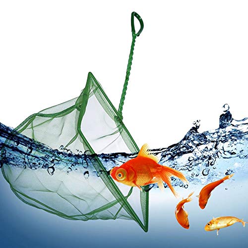Laojbaba Aquarium Fishing Net Fish Tank Cleaning Tools Fine Mesh Net with Plastic Handle Green 8 Inch