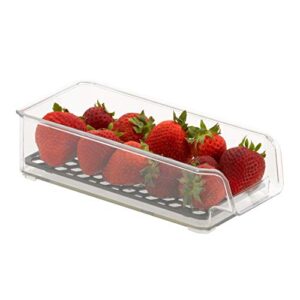 spectrum diversified hexa in-fridge small refrigerator bin for storage and organization of fruit vegetables produce and more, 8.5 x 4 x 2.25, clear frost