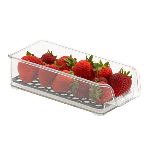 Spectrum Diversified Hexa in-Fridge Small Refrigerator Bin for Storage and Organization of Fruit Vegetables Produce and More, 8.5 x 4 x 2.25, Clear Frost