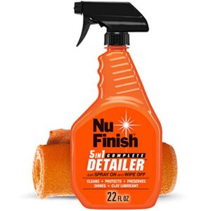 nu finish 5-in-1 complete detailer spray with towel, preserves and protects car detailing, includes 1 microfiber towel, 22 oz spray