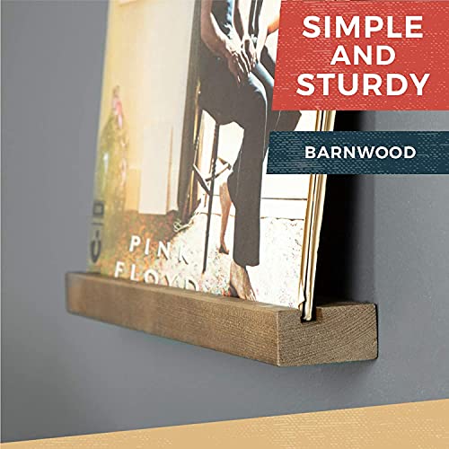 Ilyapa Wood Vinyl Record Shelf Wall Mount, 10 Pack - Barnwood Record Album Holder Display Your LP