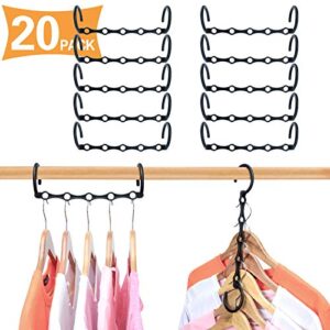 hwajan closet organizers and storage magic hangers 20pc sturdy plastic space saving clothes hangers multifunctional hangers for pants,shirts,black