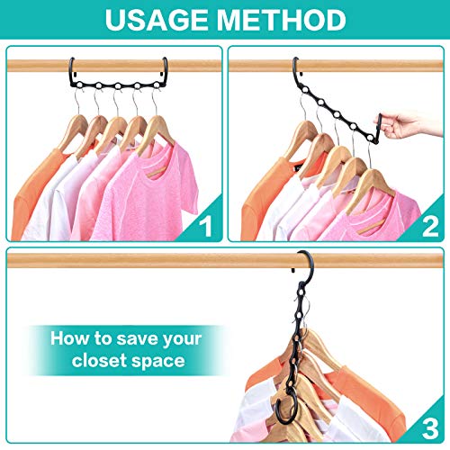 HWAJAN Closet Organizers and Storage Magic Hangers 20PC Sturdy Plastic Space Saving Clothes Hangers Multifunctional Hangers for Pants,Shirts,Black