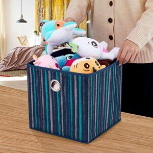 i BKGOO Foldable Storage Cube Drawer Bins Collapsible Fabric Storage Boxes with Round Metal Grommets for Organizing Shelf Nursery Home Closet 4Pack&6Pack 11x11x11 inch (6 Pack Blue, 11x11x11 inch)