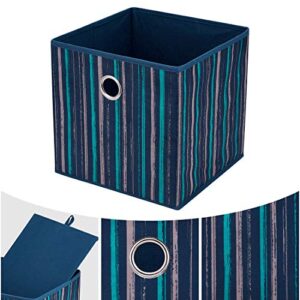 i BKGOO Foldable Storage Cube Drawer Bins Collapsible Fabric Storage Boxes with Round Metal Grommets for Organizing Shelf Nursery Home Closet 4Pack&6Pack 11x11x11 inch (6 Pack Blue, 11x11x11 inch)