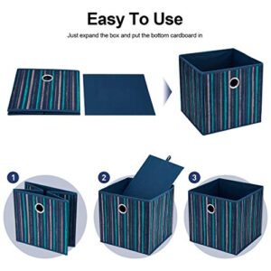 i BKGOO Foldable Storage Cube Drawer Bins Collapsible Fabric Storage Boxes with Round Metal Grommets for Organizing Shelf Nursery Home Closet 4Pack&6Pack 11x11x11 inch (6 Pack Blue, 11x11x11 inch)