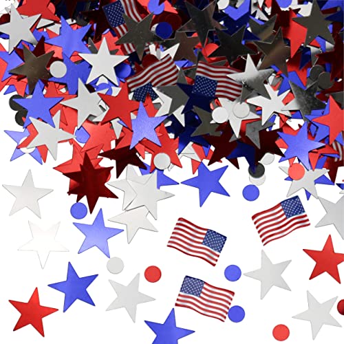 Iconikal Bulk Party Foil Confetti, Patriotic Stars USA American Flags, 3,000 Count