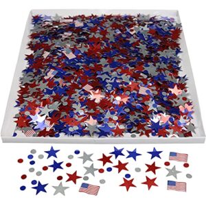 Iconikal Bulk Party Foil Confetti, Patriotic Stars USA American Flags, 3,000 Count