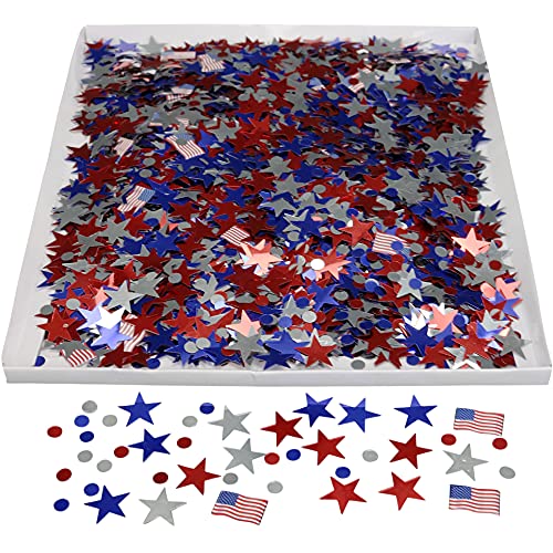 Iconikal Bulk Party Foil Confetti, Patriotic Stars USA American Flags, 3,000 Count