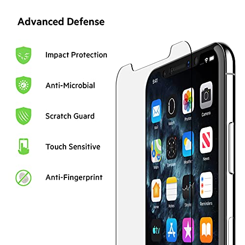 Belkin Screen Protector for Apple iPhone 11 Pro Max or iPhone XS Max with Antimicrobial-Treated and Included Easy Align Tray for Simple, Bubble Free Installation, ScreenForce TemperedGlass