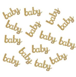 baby shower confetti gender reveal party table confetti double -side glitter baby paper confetti, 100pcs (gold)