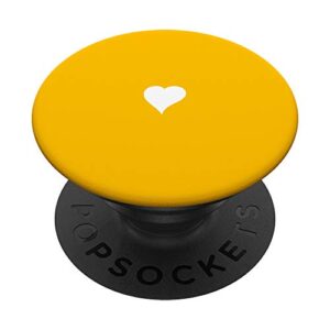 cute hand drawn white heart - yellow minimalist love symbol popsockets popgrip: swappable grip for phones & tablets