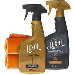 Lexol Trigger Spray Cleaner and Conditioner Kit with 2 Applicators (4 Items) - Foaming Car Leather Cleaner and Conditioner Kit