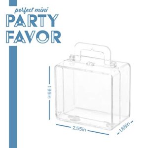 Hammont Suitcase Shaped Acrylic Candy Boxes - 12 Pack - 2.55"x1.96"x1.18"- Perfect for Weddings, Birthdays, Party Favors and Gifts | Designer Cute Clear Lucite Plastic Treat Containers