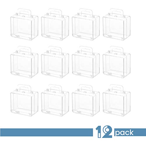 Hammont Suitcase Shaped Acrylic Candy Boxes - 12 Pack - 2.55"x1.96"x1.18"- Perfect for Weddings, Birthdays, Party Favors and Gifts | Designer Cute Clear Lucite Plastic Treat Containers