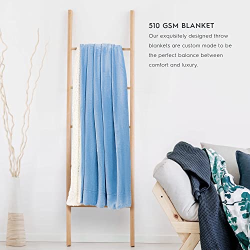 Tafts Throw Blankets - Ultra Plush/Sherpa Fleece Blankets - Soft, Ultra Comfy and Fuzzy - Plush Blankets and Throws for Couch, Bed & Living Room - All Seasons - Blankets Queen Size - Sky Blue