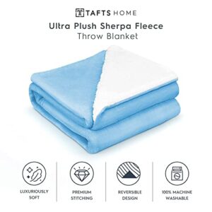 Tafts Throw Blankets - Ultra Plush/Sherpa Fleece Blankets - Soft, Ultra Comfy and Fuzzy - Plush Blankets and Throws for Couch, Bed & Living Room - All Seasons - Blankets Queen Size - Sky Blue