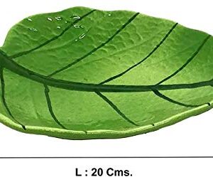 WHOLELIFEOBJECTS Ceramic Leaf Design Platter Chip and Dip Tray Hand Painted Platter| Tray Creative for Kitchen and Restaurent Utensils