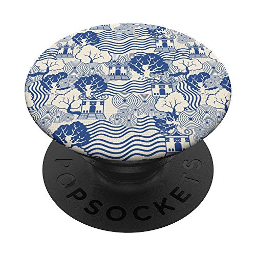 Blue Pagoda Chinoiserie Pattern PopSockets Swappable PopGrip