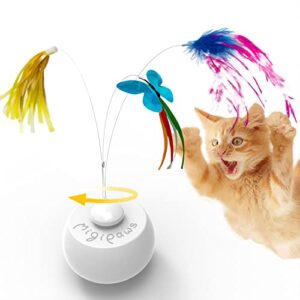 migipaws cat toys interactive butterfly feather mice spin with smart rolling ball for indoor kittens self play automatic sensing kitty teaser wand 3 refills